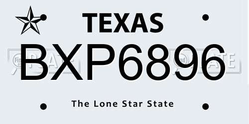 BXP6896 Texas License Plate