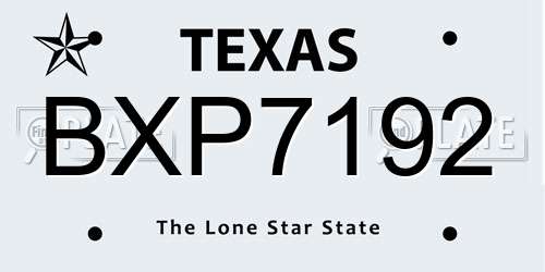 BXP7192 Texas License Plate