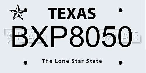 BXP8050 Texas License Plate
