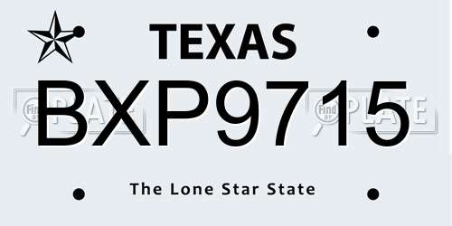 BXP9715 Texas License Plate
