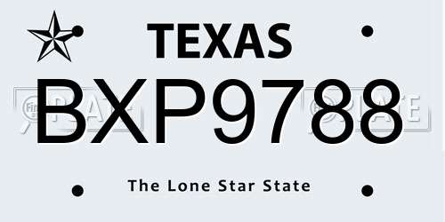 BXP9788 Texas License Plate