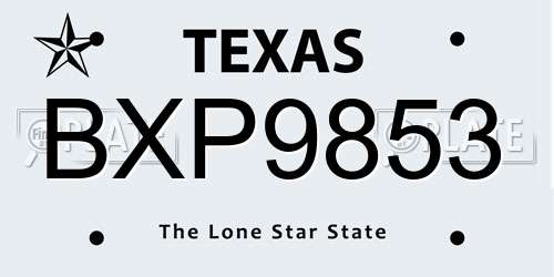 BXP9853 Texas License Plate