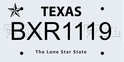 BXR1119 Texas License Plate
