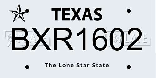 BXR1602 Texas License Plate