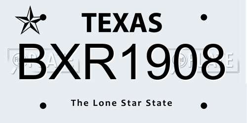 BXR1908 Texas License Plate