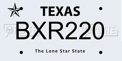 BXR220 Texas License Plate