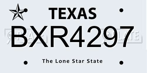 BXR4297 Texas License Plate