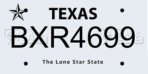 BXR4699 Texas License Plate