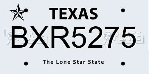 BXR5275 Texas License Plate