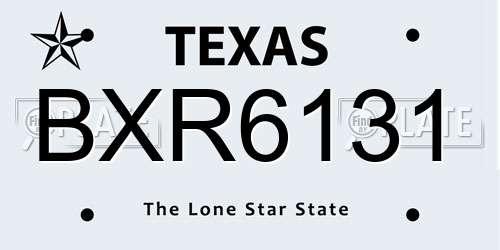 BXR6131 Texas License Plate