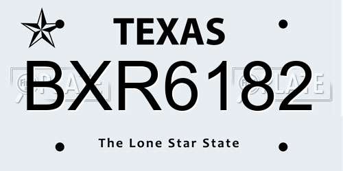 BXR6182 Texas License Plate
