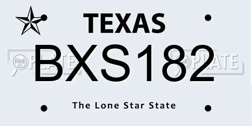 BXS182 Texas License Plate