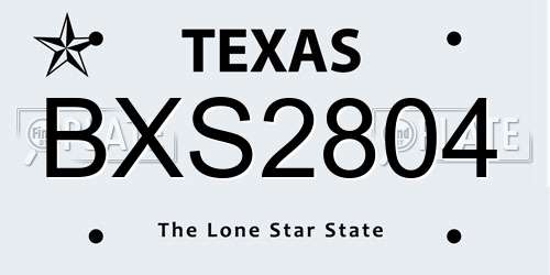 BXS2804 Texas License Plate