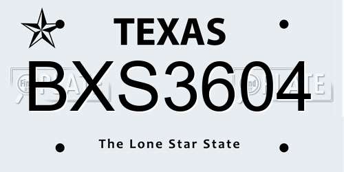 BXS3604 Texas License Plate