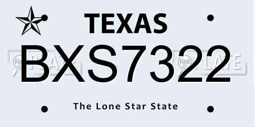 BXS7322 Texas License Plate