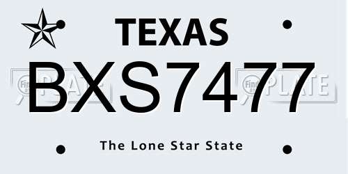 BXS7477 Texas License Plate