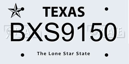 BXS9150 Texas License Plate
