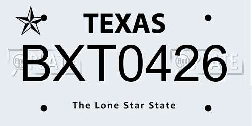 BXT0426 Texas License Plate