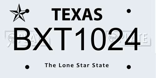 BXT1024 Texas License Plate