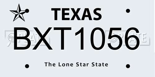 BXT1056 Texas License Plate