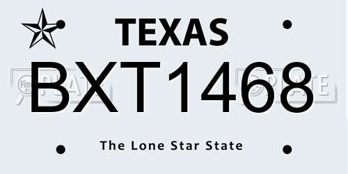 BXT1468 Texas License Plate