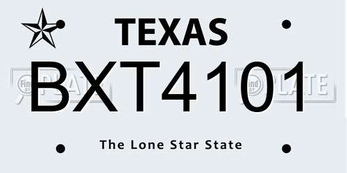 BXT4101 Texas License Plate