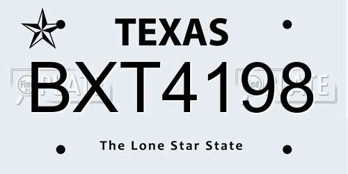 BXT4198 Texas License Plate
