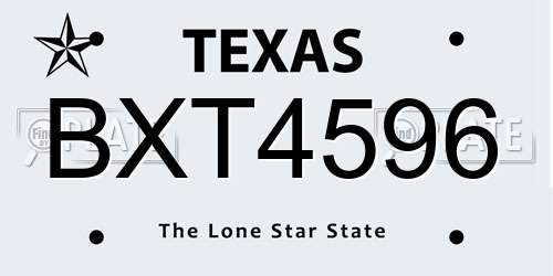 BXT4596 Texas License Plate