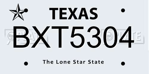 BXT5304 Texas License Plate