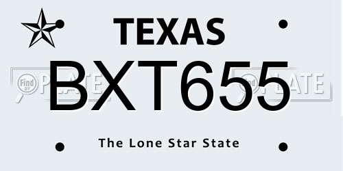 BXT655 Texas License Plate