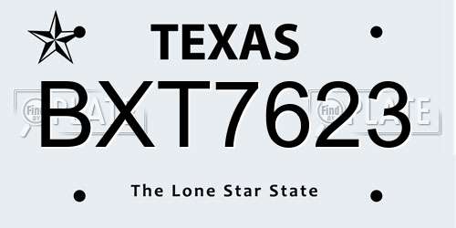 BXT7623 Texas License Plate