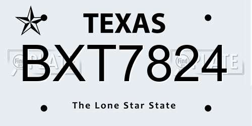 BXT7824 Texas License Plate