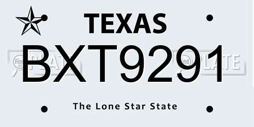 BXT9291 Texas License Plate
