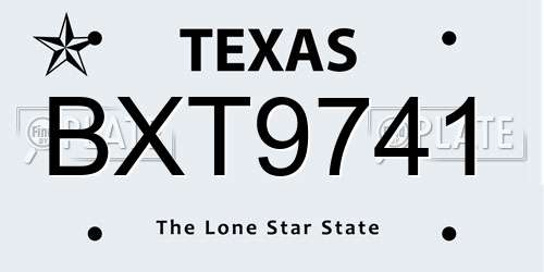 BXT9741 Texas License Plate