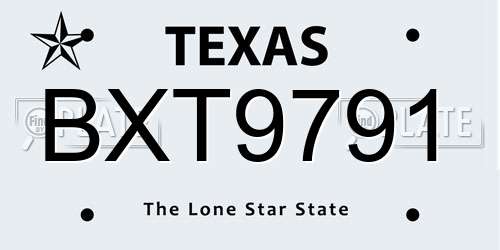 BXT9791 Texas License Plate