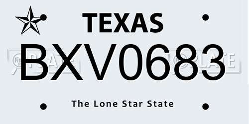 BXV0683 Texas License Plate