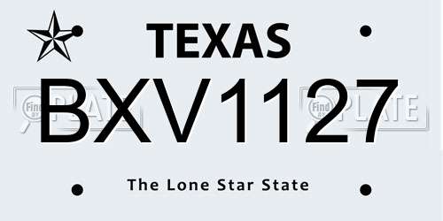 BXV1127 Texas License Plate