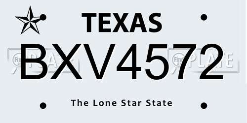 BXV4572 Texas License Plate