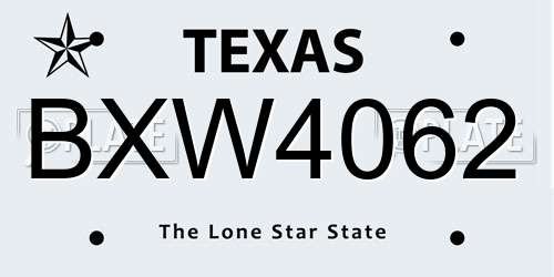 BXW4062 Texas License Plate