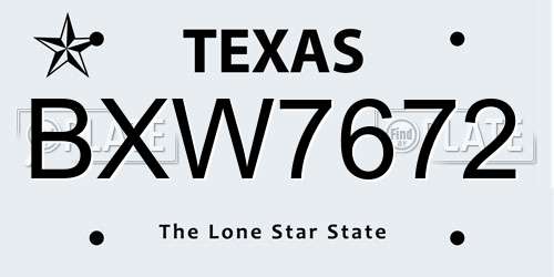 BXW7672 Texas License Plate