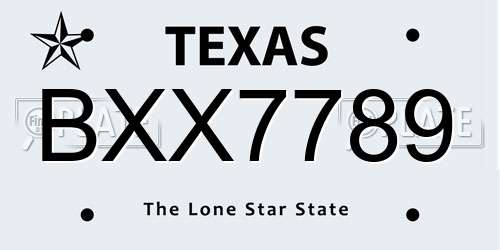 BXX7789 Texas License Plate
