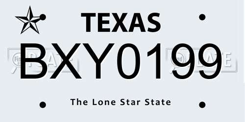BXY0199 Texas License Plate