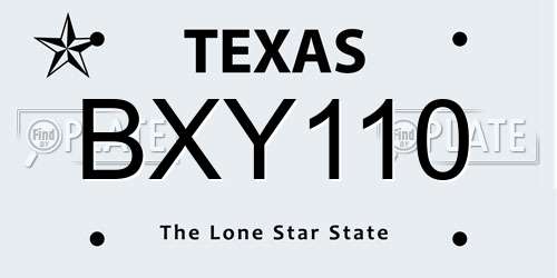 BXY110 Texas License Plate