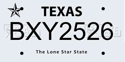 BXY2526 Texas License Plate