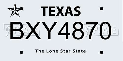 BXY4870 Texas License Plate