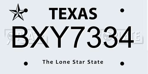 BXY7334 Texas License Plate
