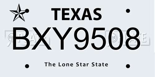 BXY9508 Texas License Plate