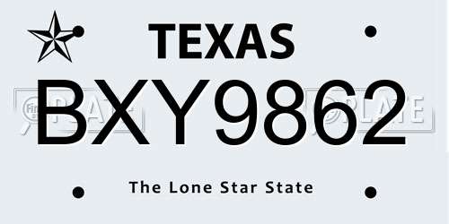 BXY9862 Texas License Plate