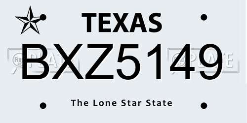 BXZ5149 Texas License Plate