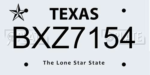 BXZ7154 Texas License Plate